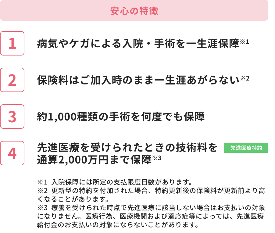 安心の特徴