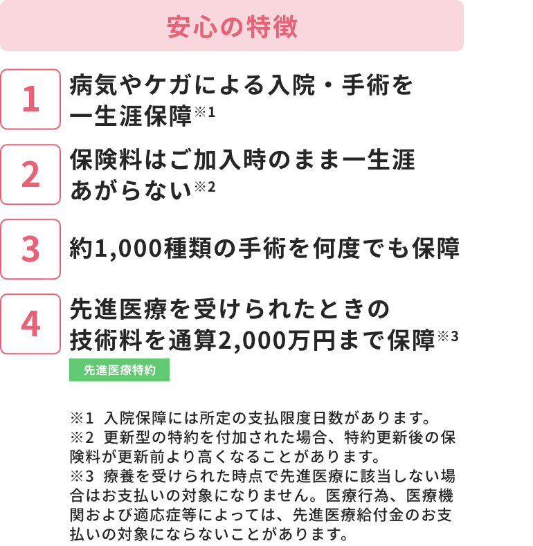安心の特徴