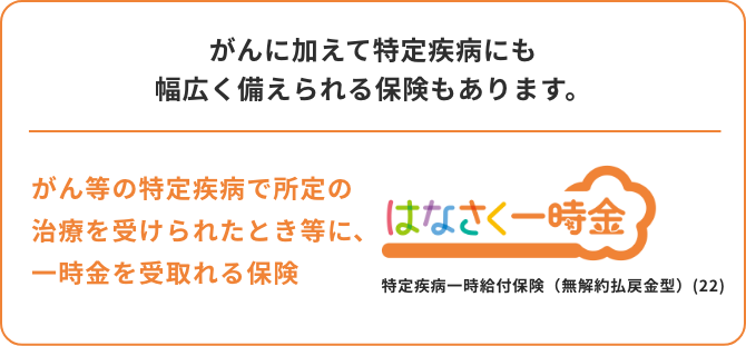 がんに加えて特定疾病にも幅広く備えられる保険もあります。