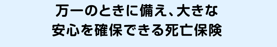 万一のときに備え、大きな安心を確保できる死亡保険