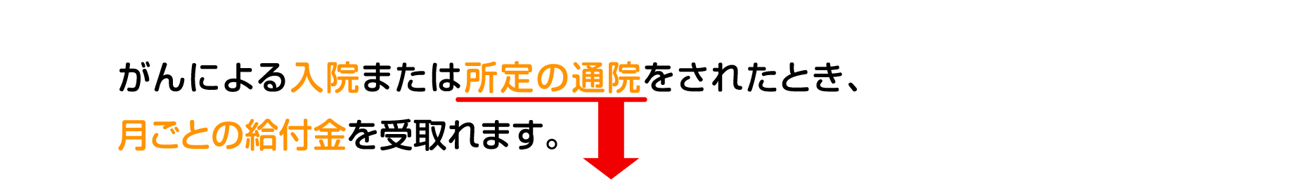 がんによる入院または所定の通院をされたとき、月ごとの給付金を受取れます。