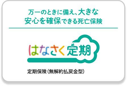 万一のときに備え、大きな安心を確保できる死亡保険 はなさく定期 定期保険（無解約払戻金型）