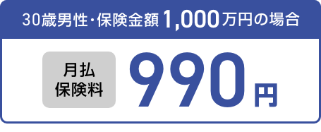 30歳男性・保険金額1,000万円の場合