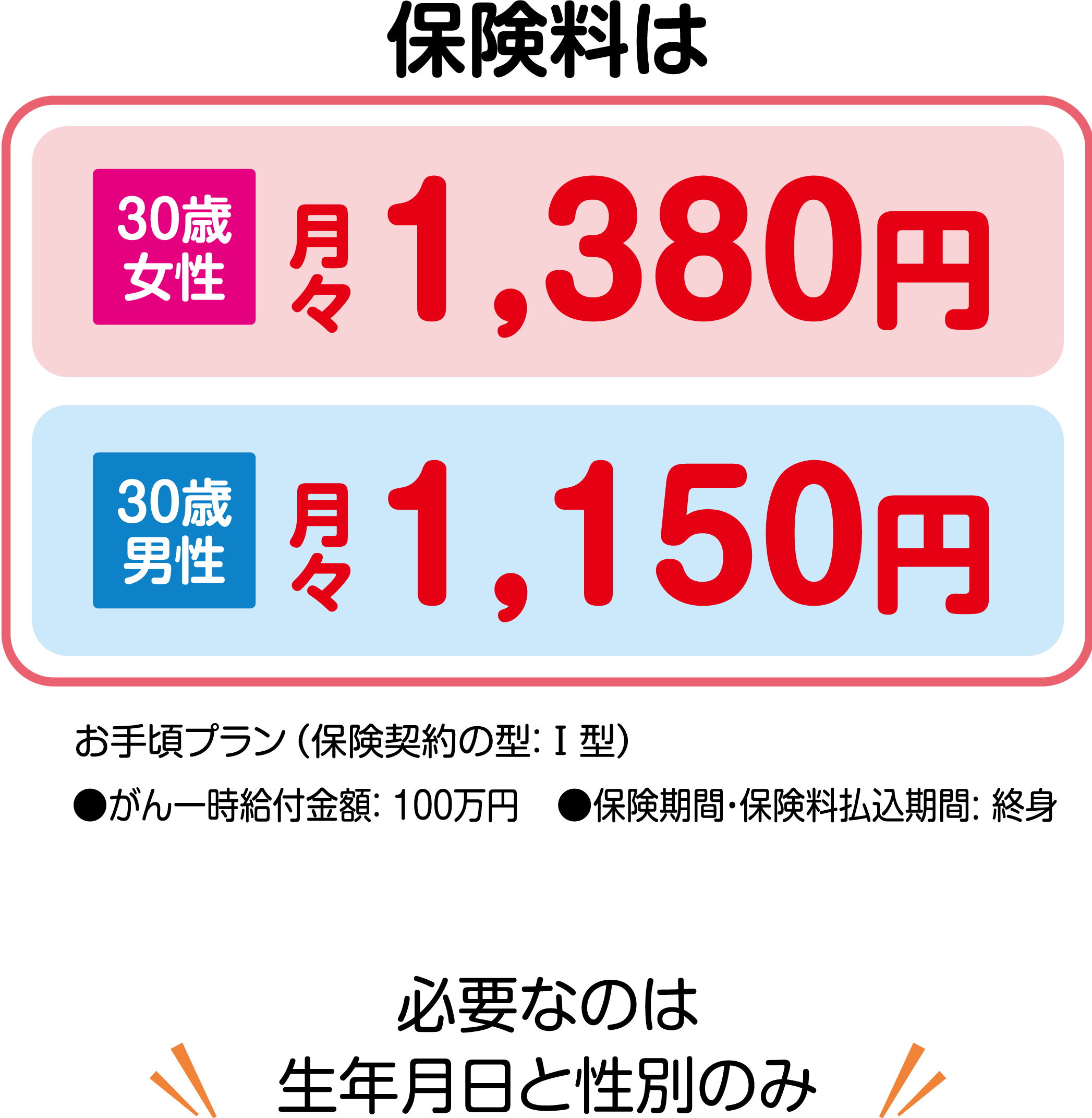 必要なのは生年月日と性別のみ