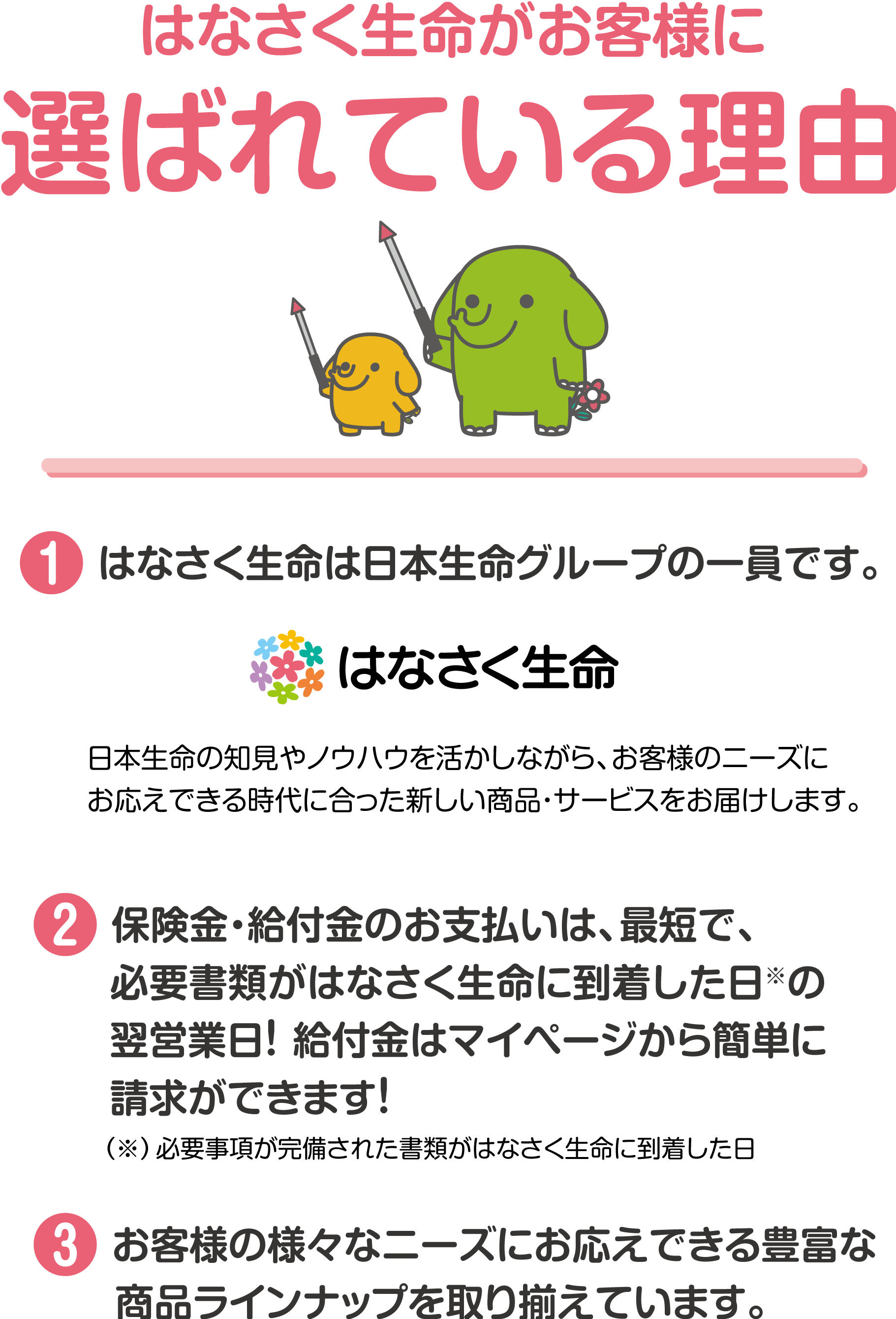 はなさく生命がお客様に選ばれている理由