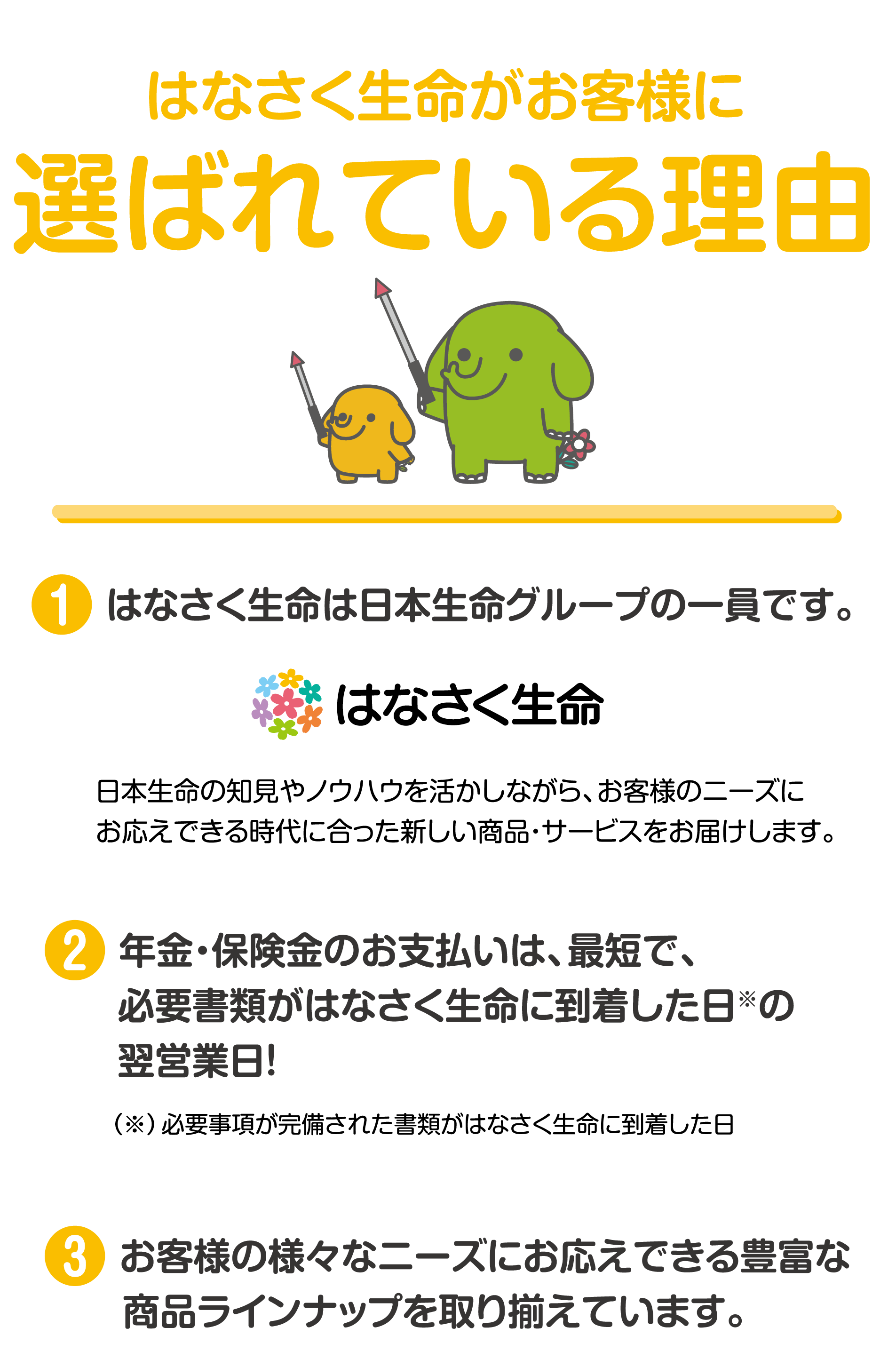 はなさく生命がお客様に選ばれている理由