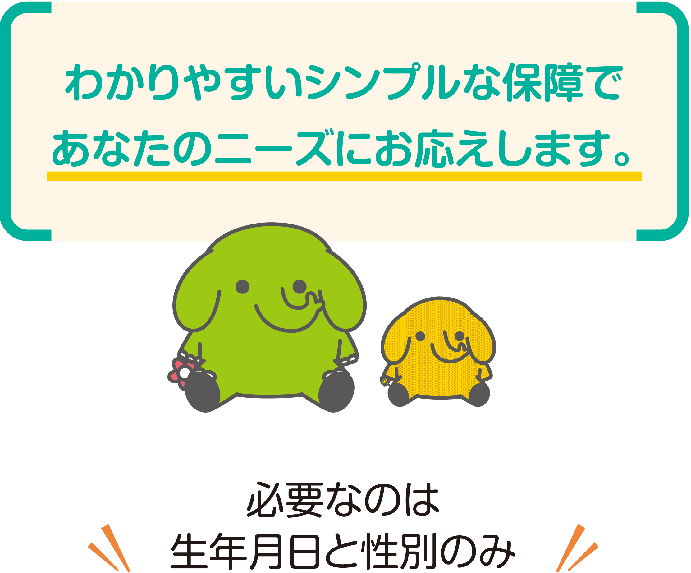 わかりやすいシンプルな保障であなたのニーズにお応えします。