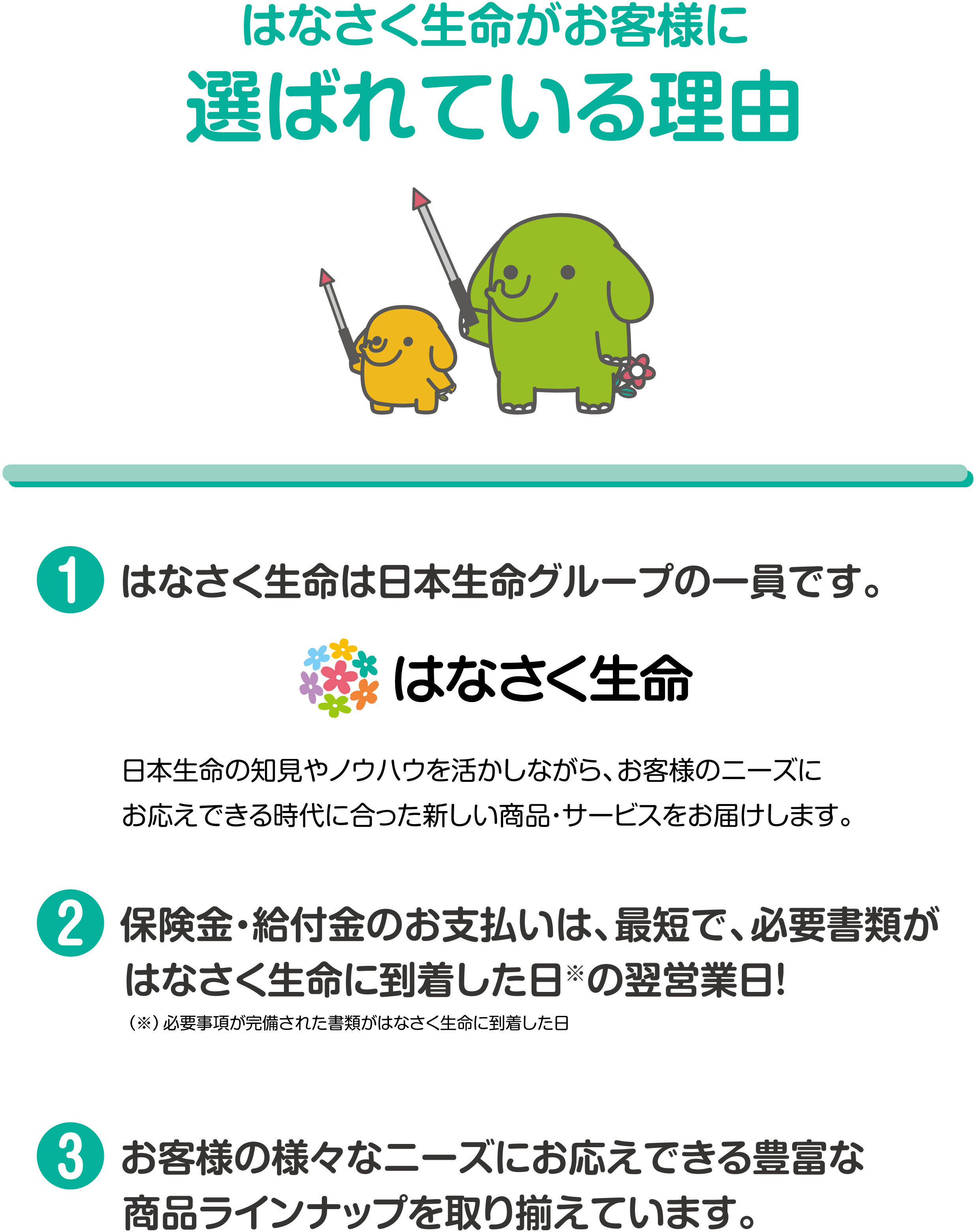 はなさく生命がお客様に選ばれている理由